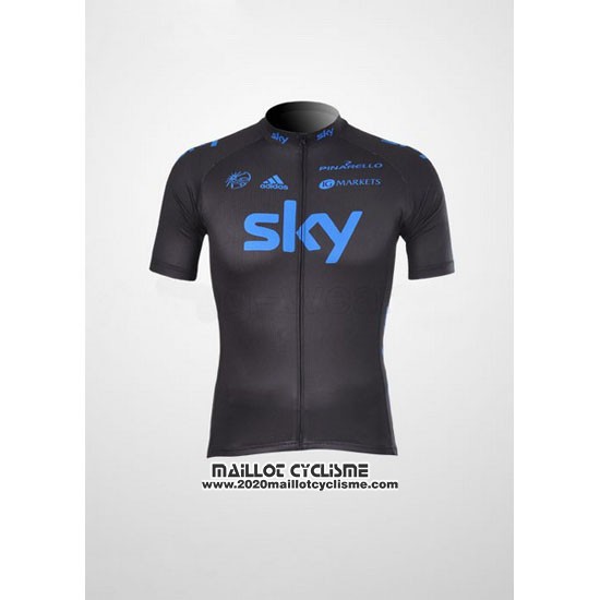 2012 Maillot Ciclismo Sky Noir et Bleu Manches Courtes et Cuissard